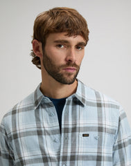 MESKA KOSZULA LEE LEESURE SHIRT CONCRETE GRAY PLAID 112376583