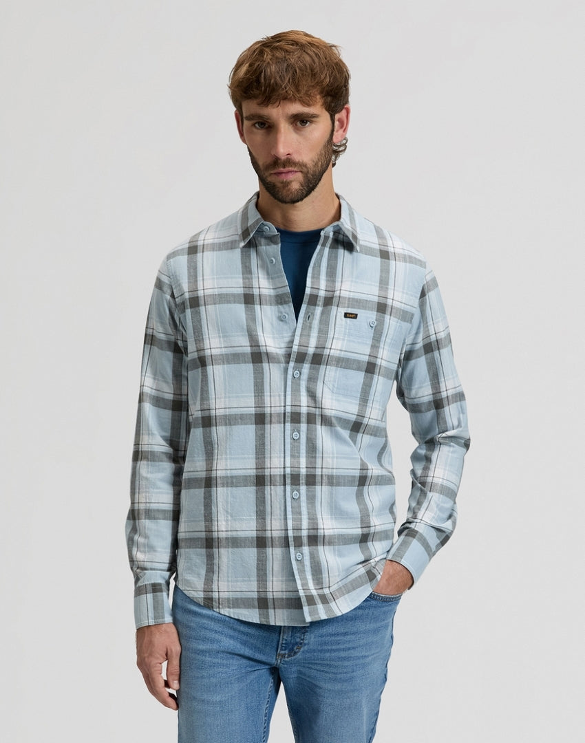 MESKA KOSZULA LEE LEESURE SHIRT CONCRETE GRAY PLAID 112376583