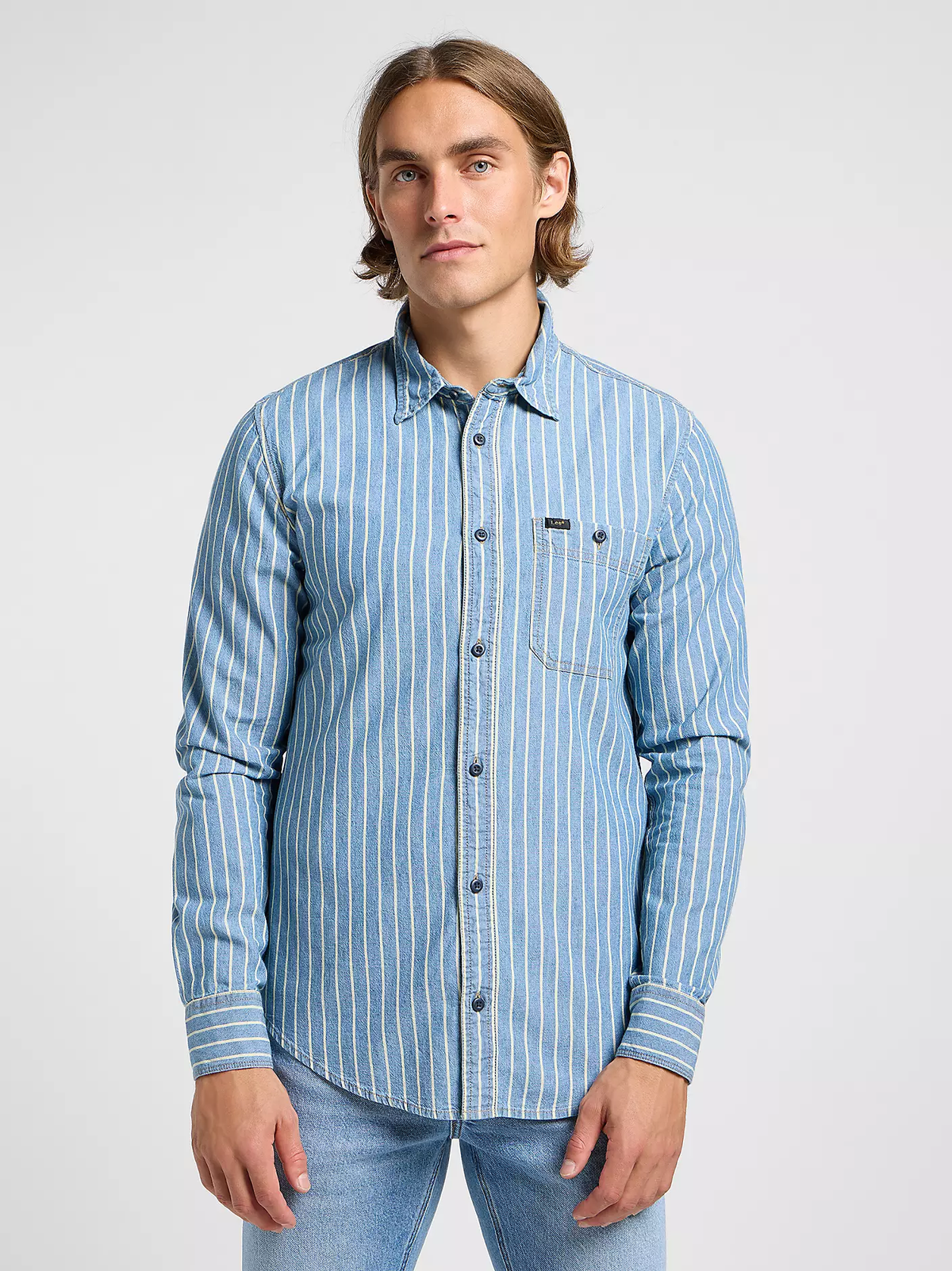 MĘSKA KOSZULA LEE LEESURE SHIRT INDIGO DOBBY 112364202