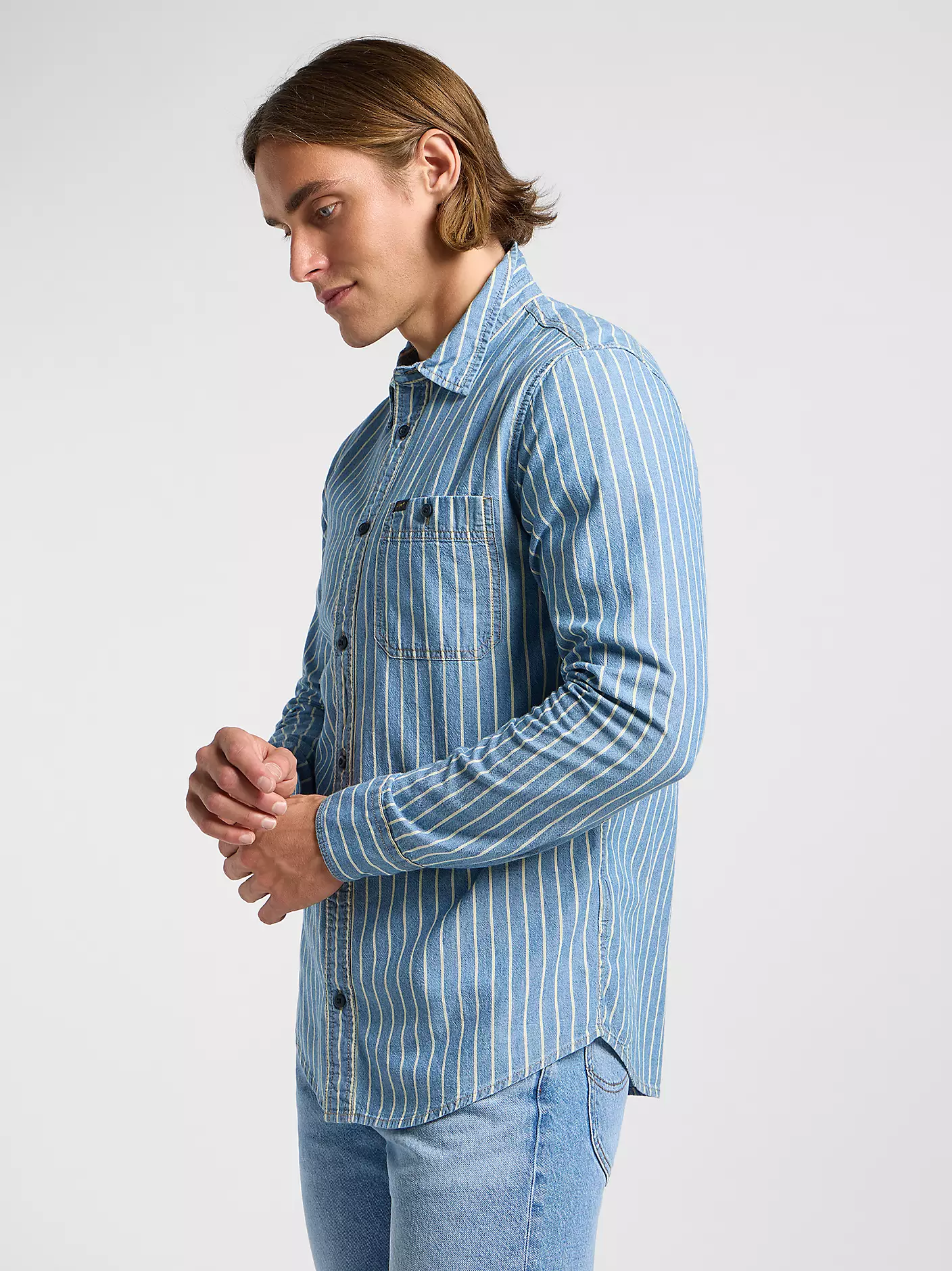 MĘSKA KOSZULA LEE LEESURE SHIRT INDIGO DOBBY 112364202