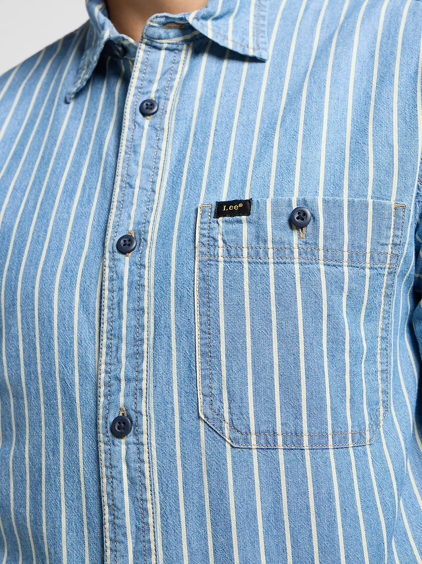 MĘSKA KOSZULA LEE LEESURE SHIRT INDIGO DOBBY 112364202