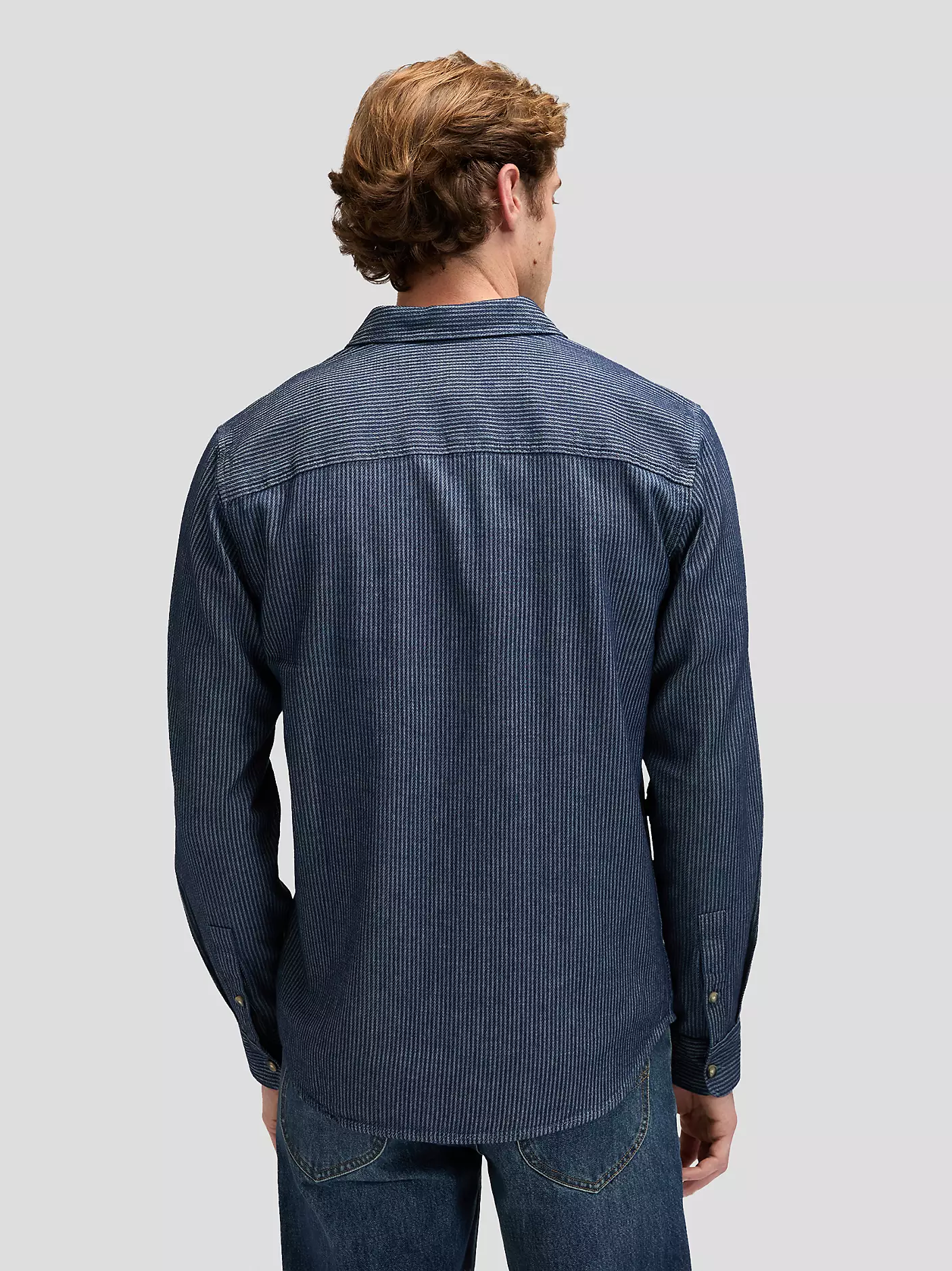 MĘSKA KOSZULA LEE LEESURE SHIRT INDIGO RAILROAD TEXTU 112376569