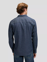 MĘSKA KOSZULA LEE LEESURE SHIRT INDIGO RAILROAD TEXTU 112376569