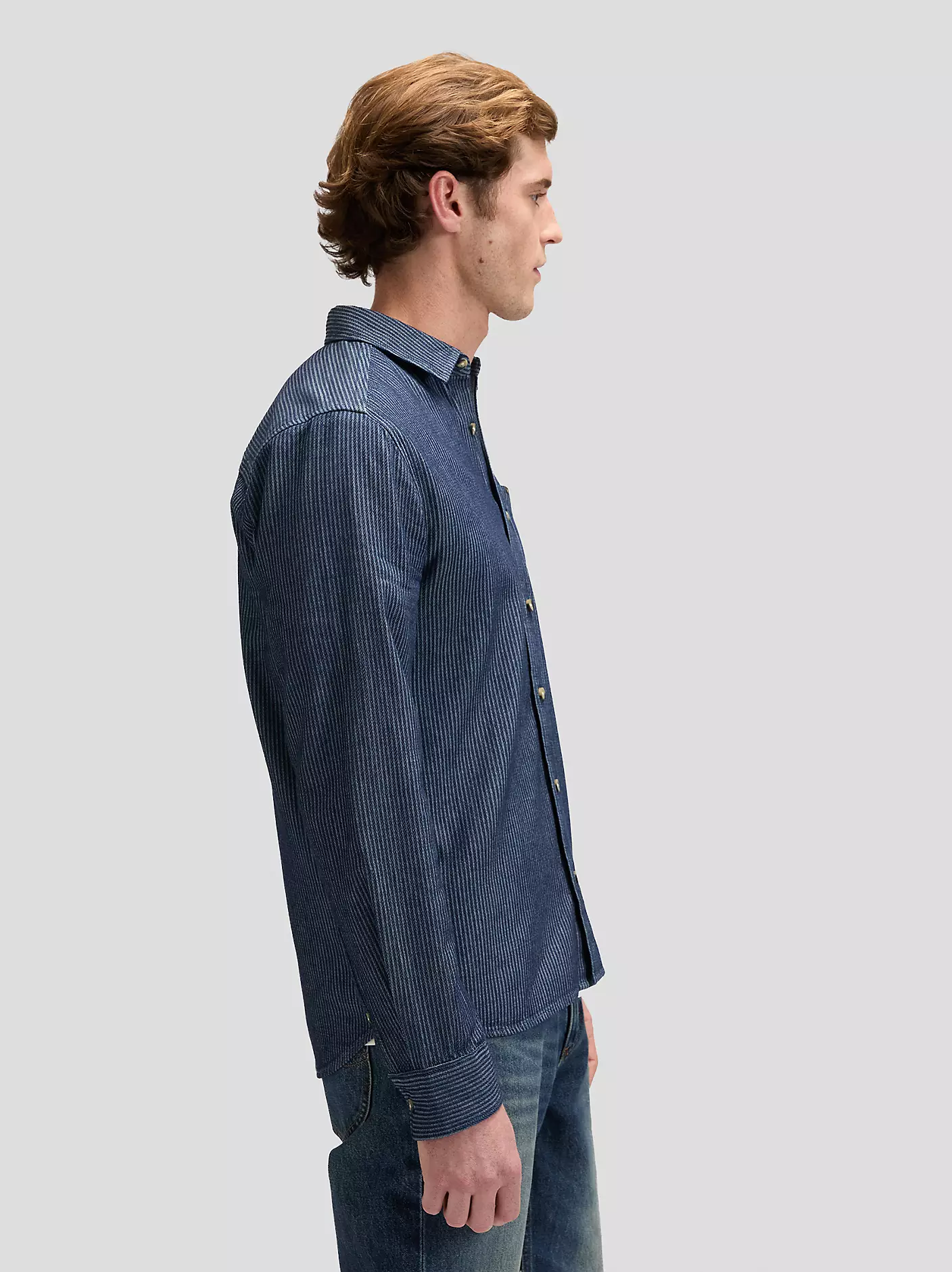 MĘSKA KOSZULA LEE LEESURE SHIRT INDIGO RAILROAD TEXTU 112376569