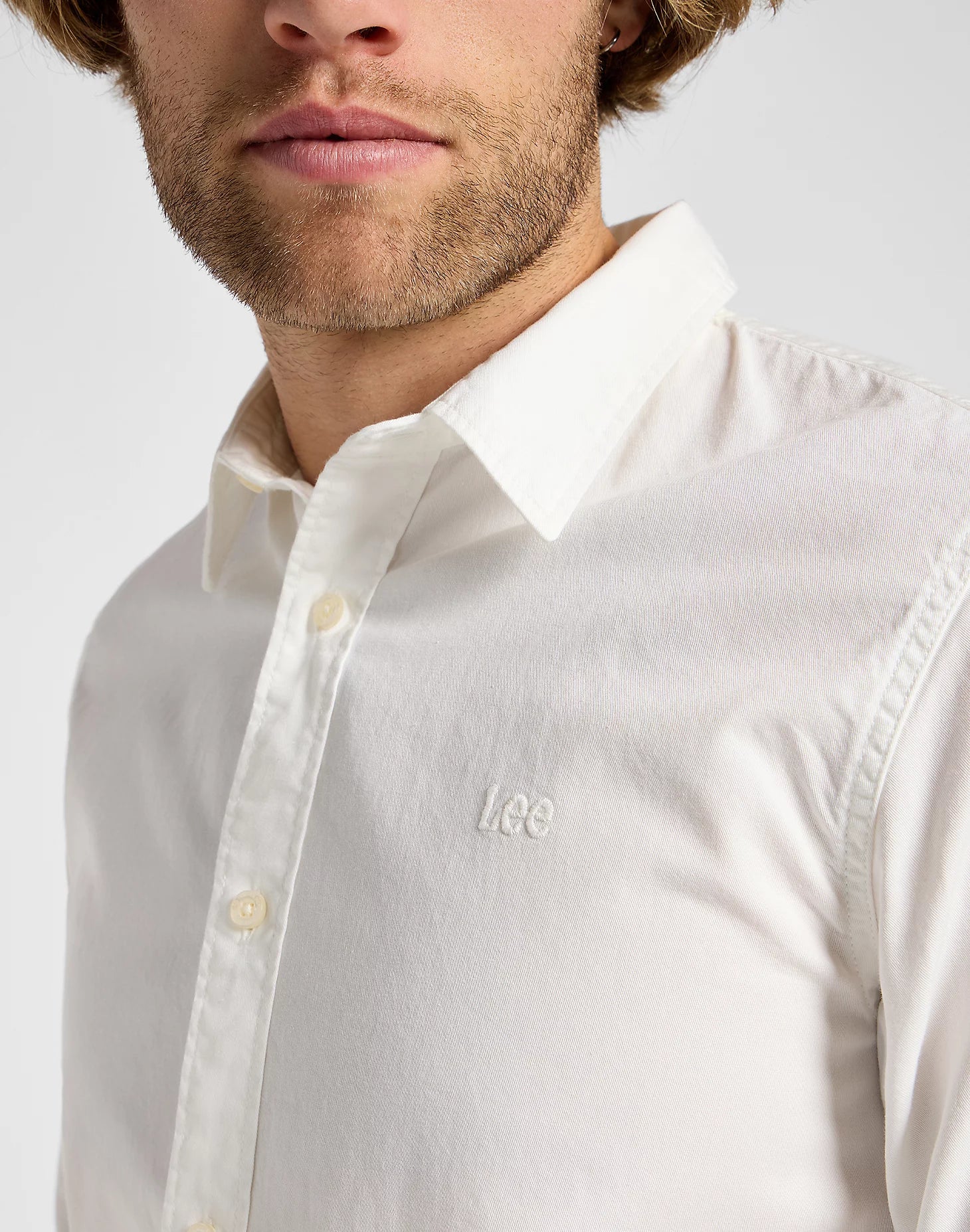 MESKA KOSZULA  LEE PATCH SHIRT BRIGHT WHITE 112333654