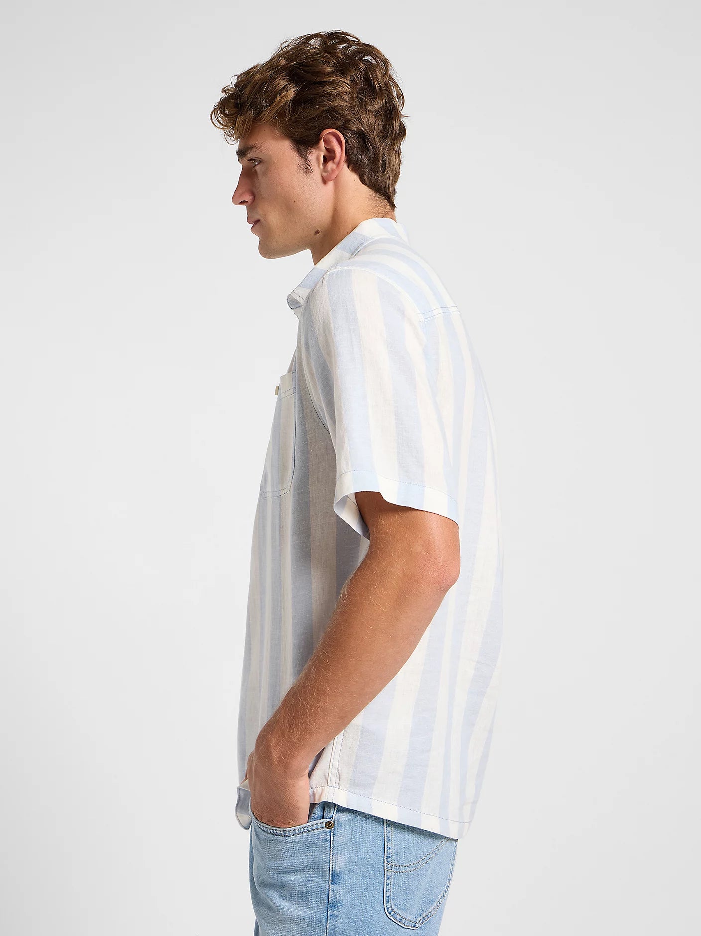 Meska Koszula Lee Popover Shirt Ss Shy Blue 112364226