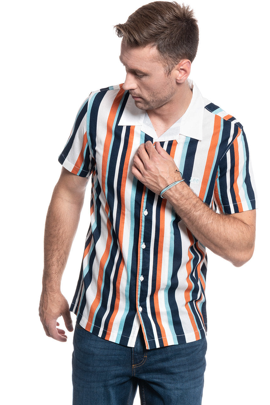 MĘSKA KOSZULA LEE SS BOWLING SHIRT REGULAR FIT DESERT ORANGE L68BTAOB 112117037