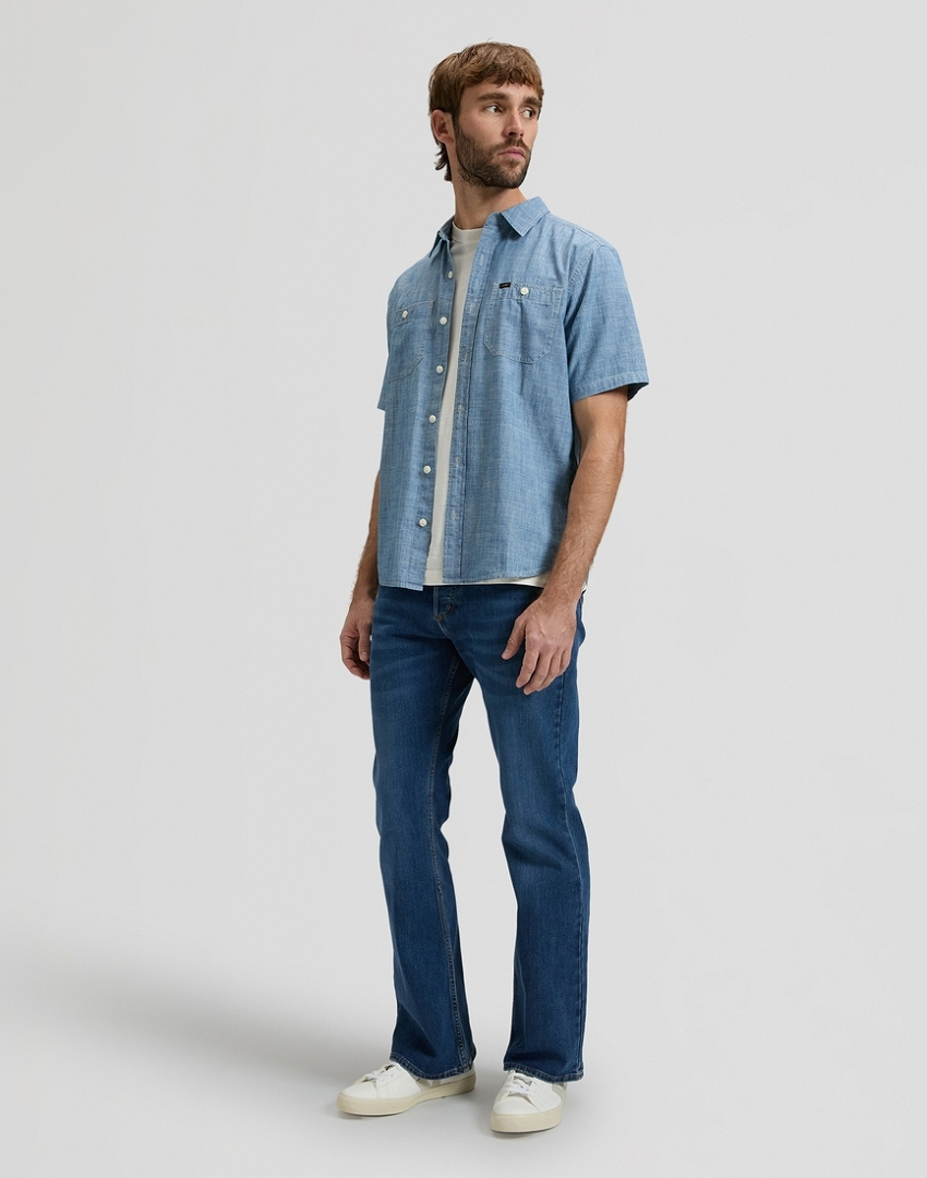 MĘSKA KOSZULA LEE SS UTILITY WORKSHIRT LIGHT CHAMBRAY 112376591