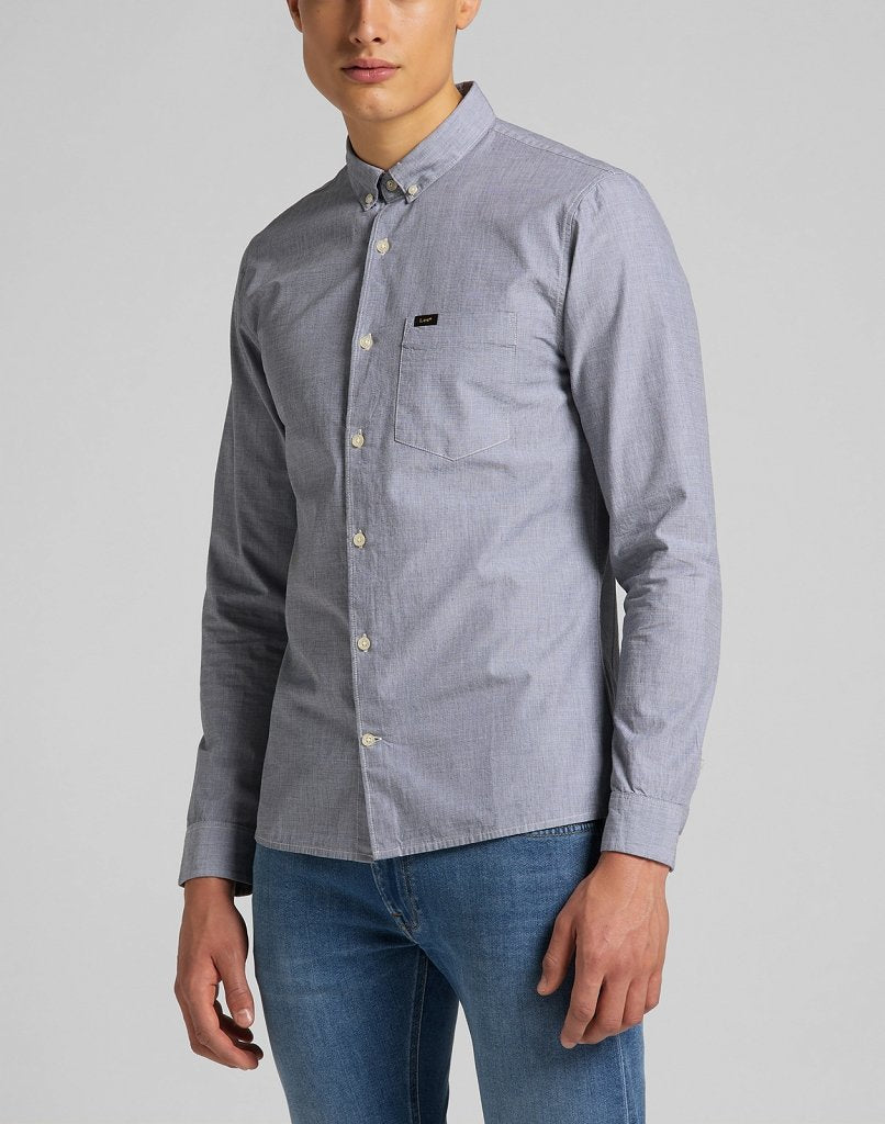 MĘSKA KOSZULA MATERIAŁOWA LEE SLIM BUTTON DOWN CLOUDBURST GREY L66XNFJE 112116754