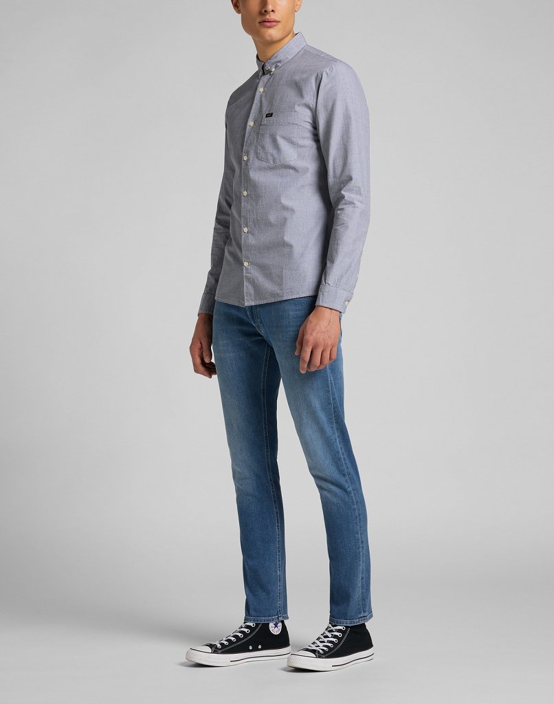 MĘSKA KOSZULA MATERIAŁOWA LEE SLIM BUTTON DOWN CLOUDBURST GREY L66XNFJE 112116754