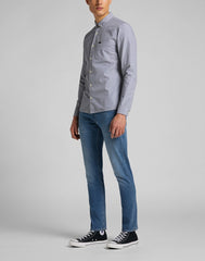 MĘSKA KOSZULA MATERIAŁOWA LEE SLIM BUTTON DOWN CLOUDBURST GREY L66XNFJE 112116754