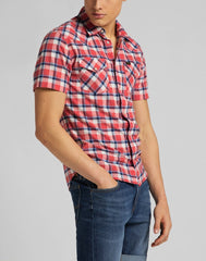 Męska Koszula Materiałowa Lee SS Western Aurora Red L640KKNV 112115282