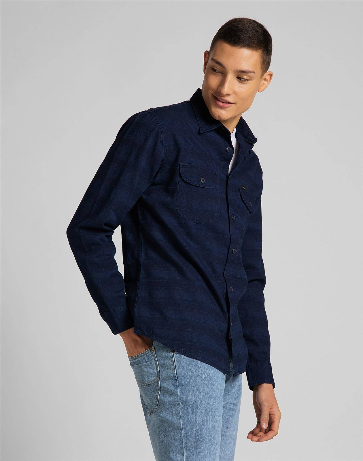 MĘSKA KOSZULA MATERIAŁOWA LEE WORKER SHIRT INDIGO L68HKPDK 112117138