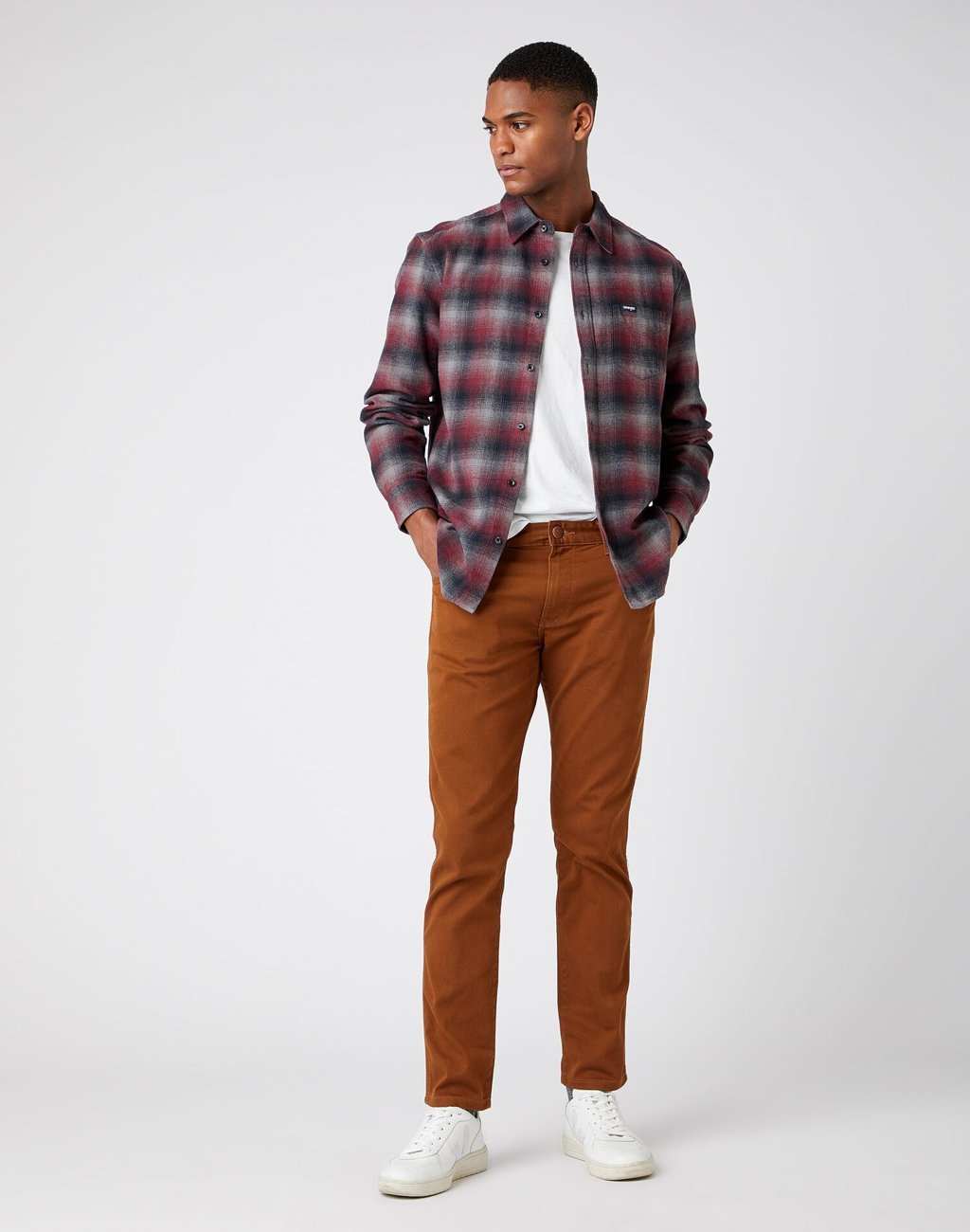 MĘSKA KOSZULA MATERIAŁOWA WRANGLER LS 1PKT SHIRT TAWNY PORT W5A13BX7O 112141408