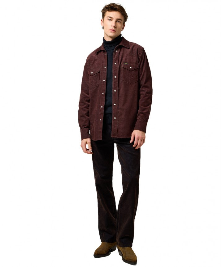Meska Koszula Sztruksowa Wrangler Western Cord Shirt Mahogany 112371428