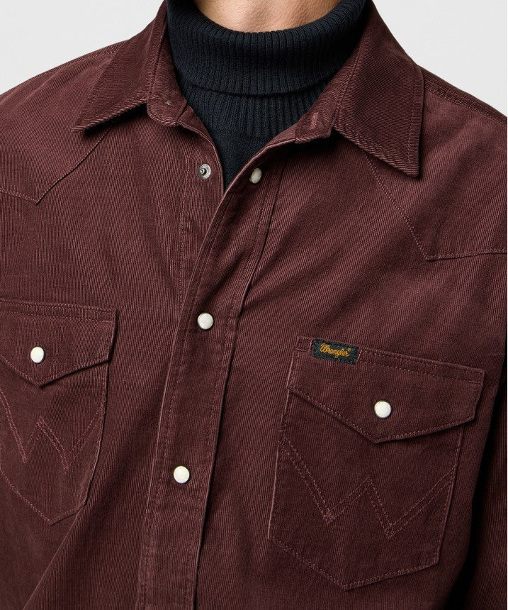 Meska Koszula Sztruksowa Wrangler Western Cord Shirt Mahogany 112371428