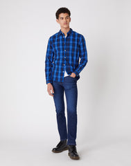 MĘSKA KOSZULA W KRATE WRANGLER LS 1PKT SHIRT VICTORIA BLUE W5A14MXJS 112129959