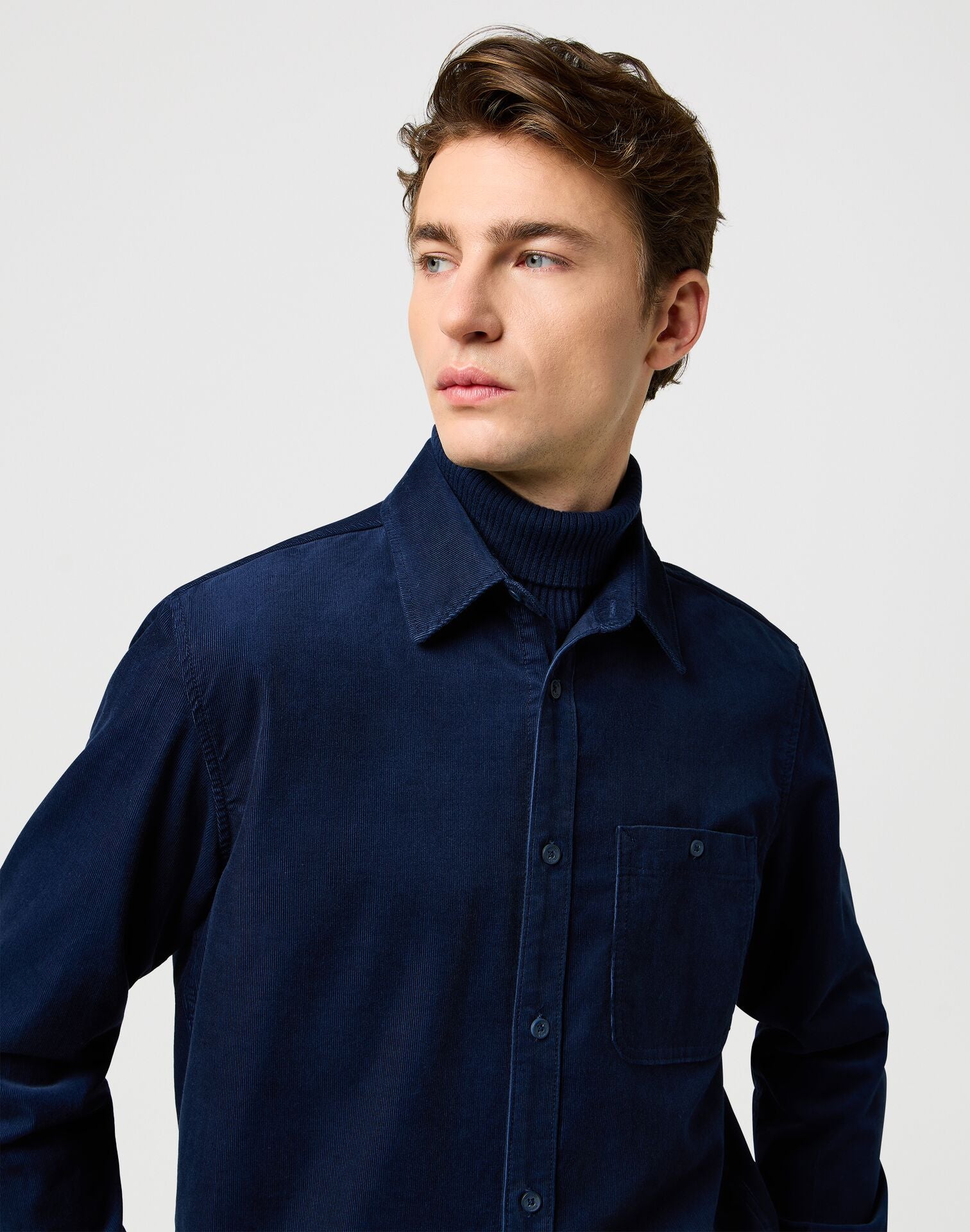 Męska Koszula Wrangler 1 Pkt Corduroy Shirt Navy 112371527