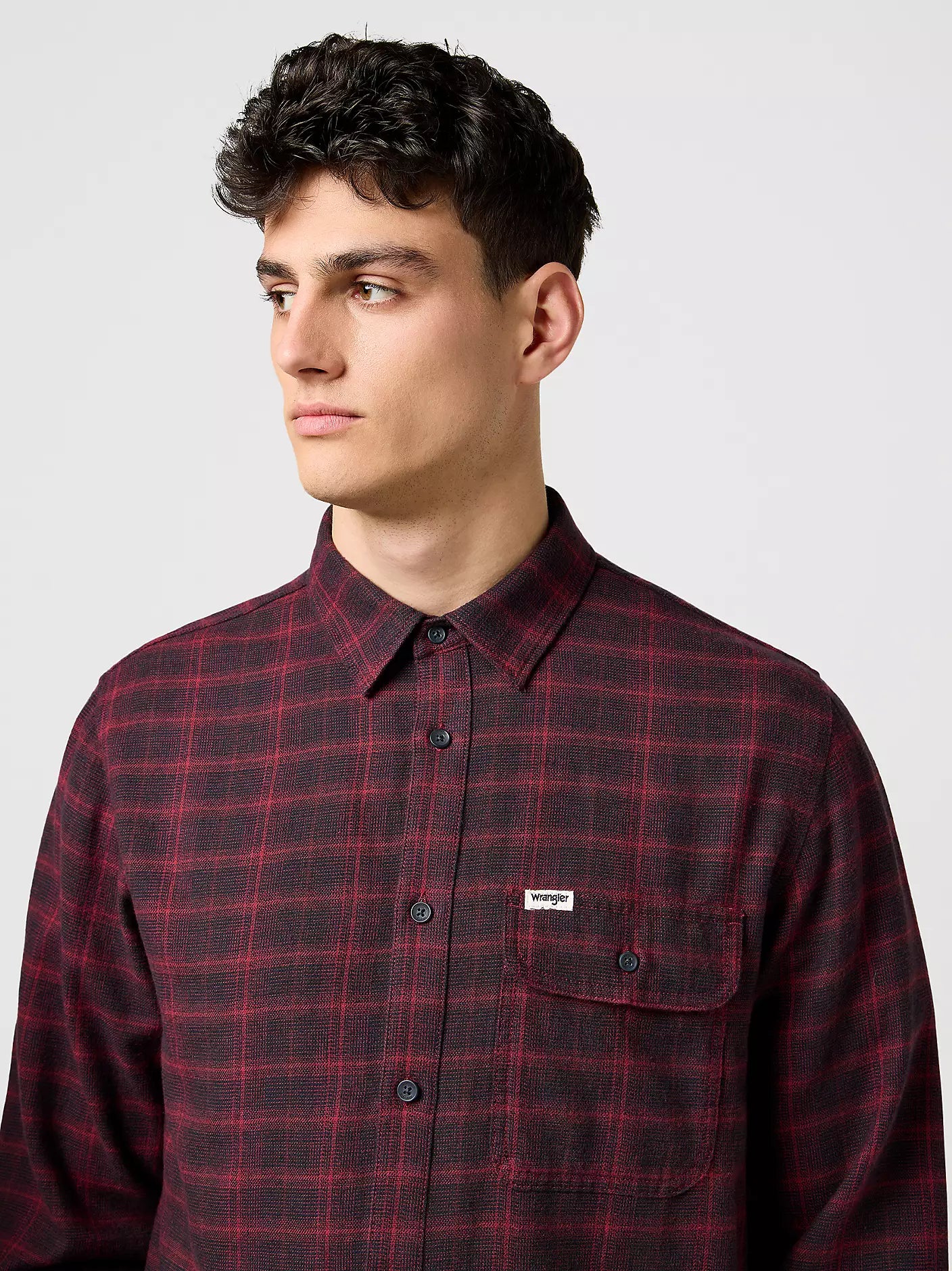Męska Koszula Wrangler 1 Pkt Flannel Shirt Black Wine 112371522