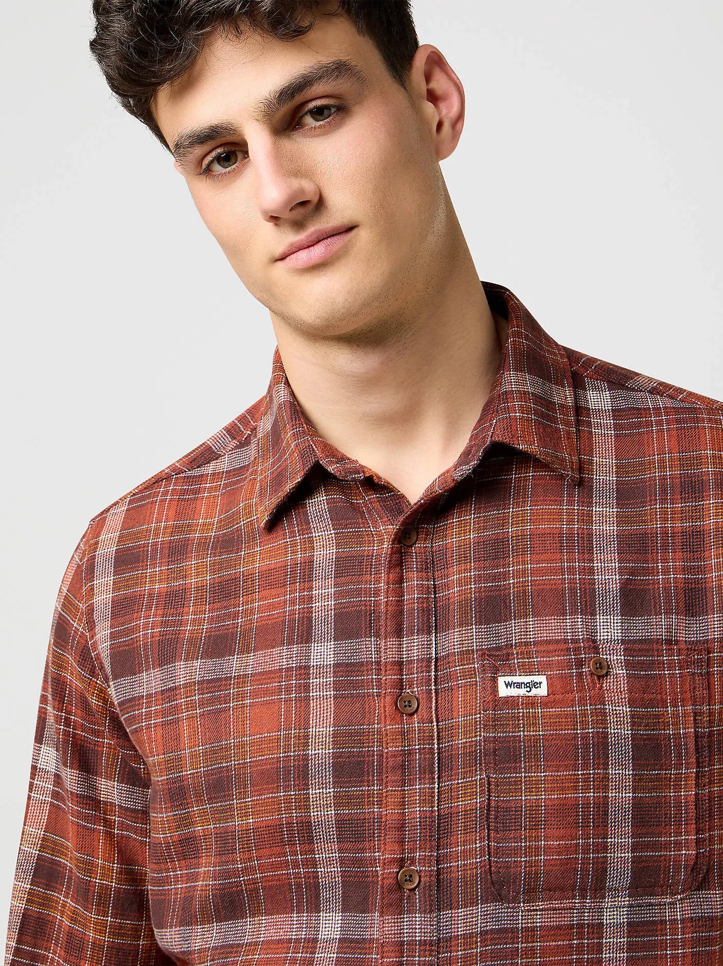 MESKA KOSZULA WRANGLER 1 PKT FLANNEL SHIRT FIRED BRICK 112371430