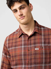 MESKA KOSZULA WRANGLER 1 PKT FLANNEL SHIRT FIRED BRICK 112371430