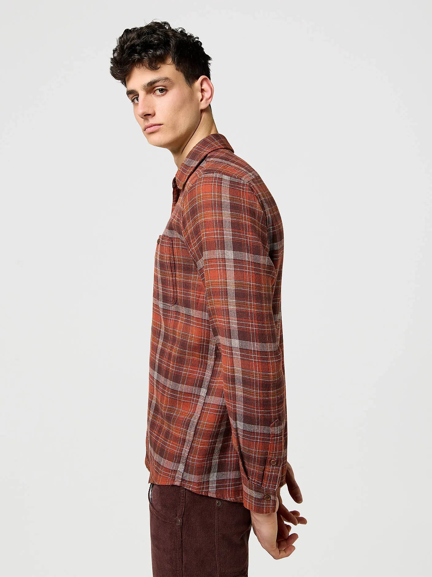 MESKA KOSZULA WRANGLER 1 PKT FLANNEL SHIRT FIRED BRICK 112371430