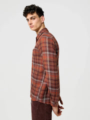 MESKA KOSZULA WRANGLER 1 PKT FLANNEL SHIRT FIRED BRICK 112371430