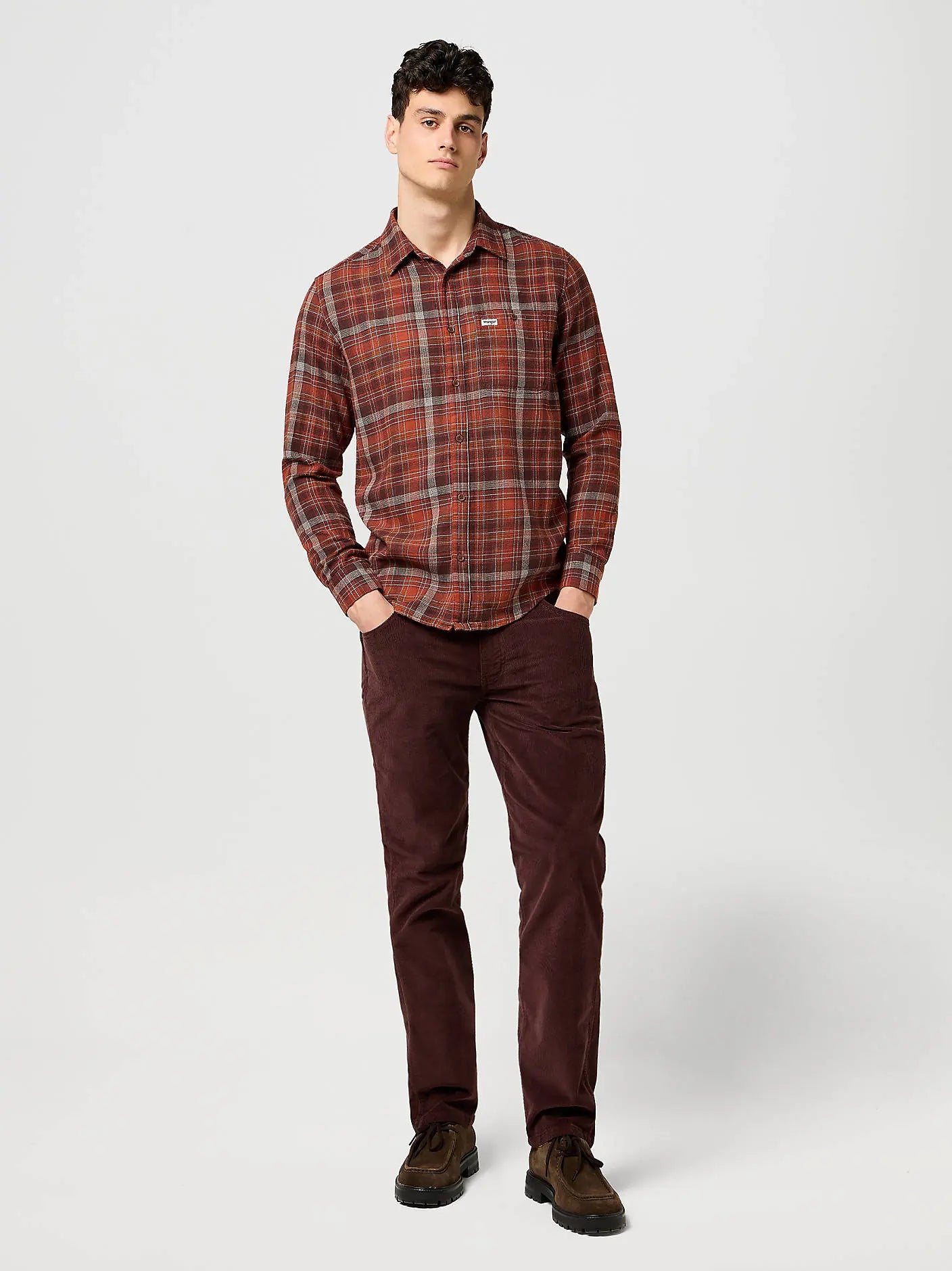 MESKA KOSZULA WRANGLER 1 PKT FLANNEL SHIRT FIRED BRICK 112371430