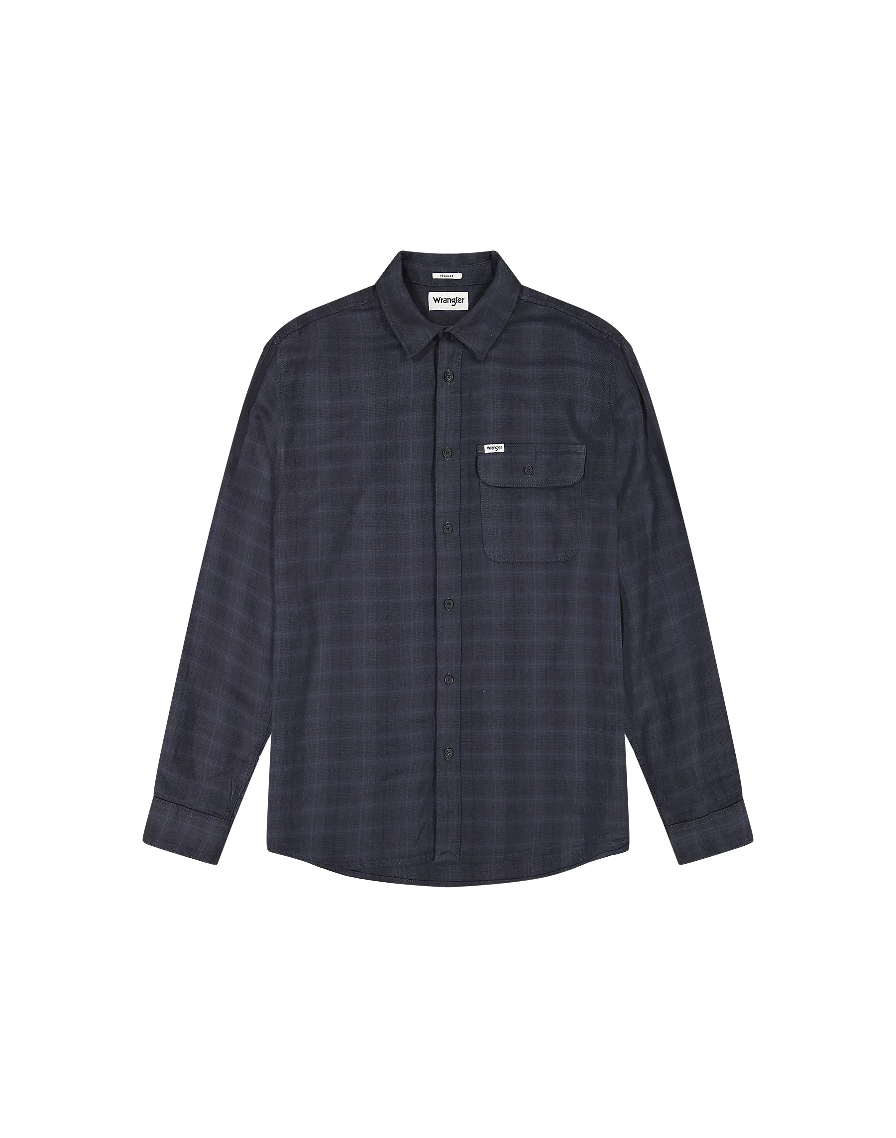 Męska Koszula Wrangler 1 Pkt Flannel Shirt Midnight Grey 112371523