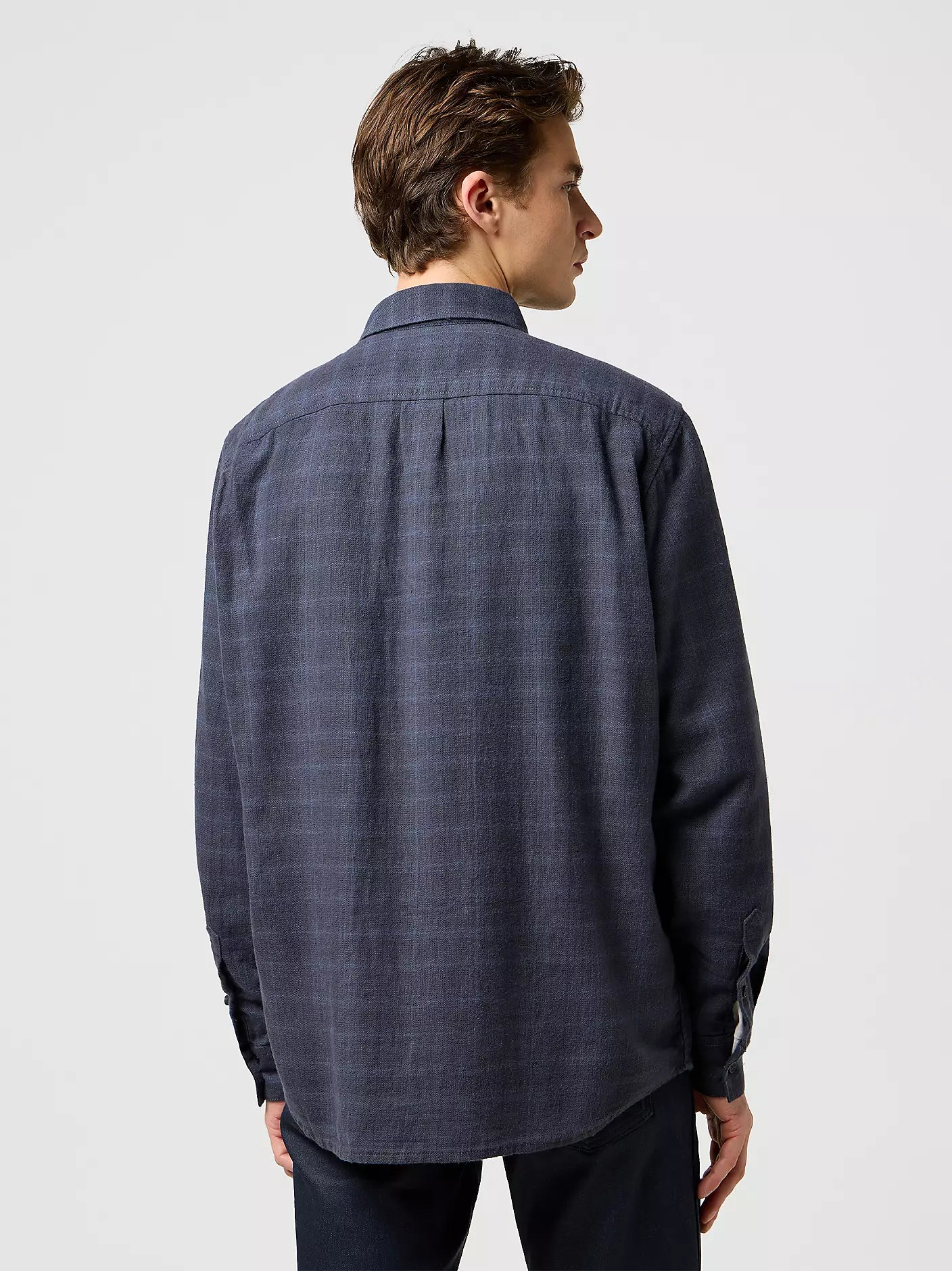 Męska Koszula Wrangler 1 Pkt Flannel Shirt Midnight Grey 112371523