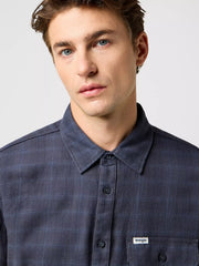 Męska Koszula Wrangler 1 Pkt Flannel Shirt Midnight Grey 112371523