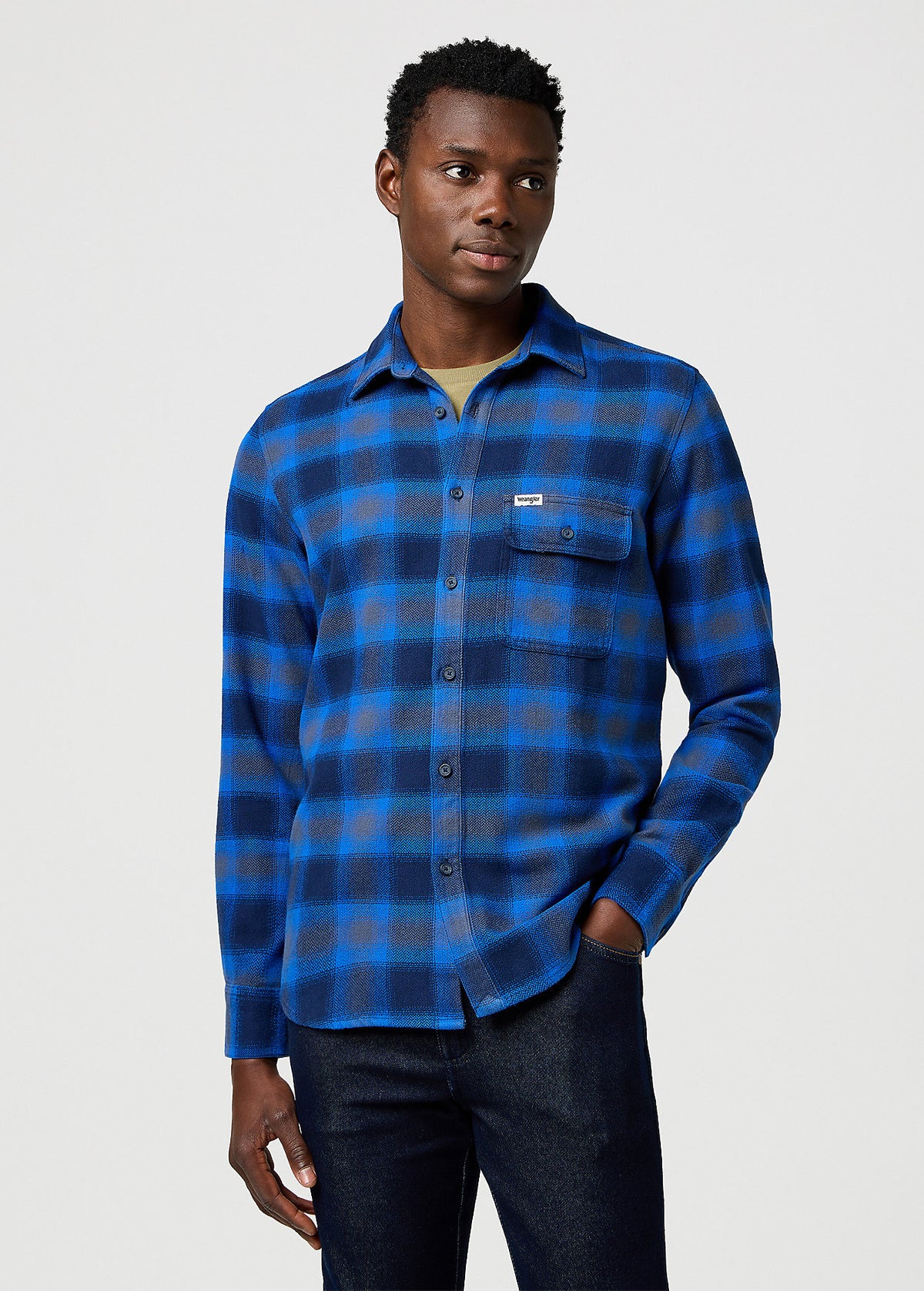 Meska Koszula Wrangler 1 Pkt Indigo Shirt Icy 112371524
