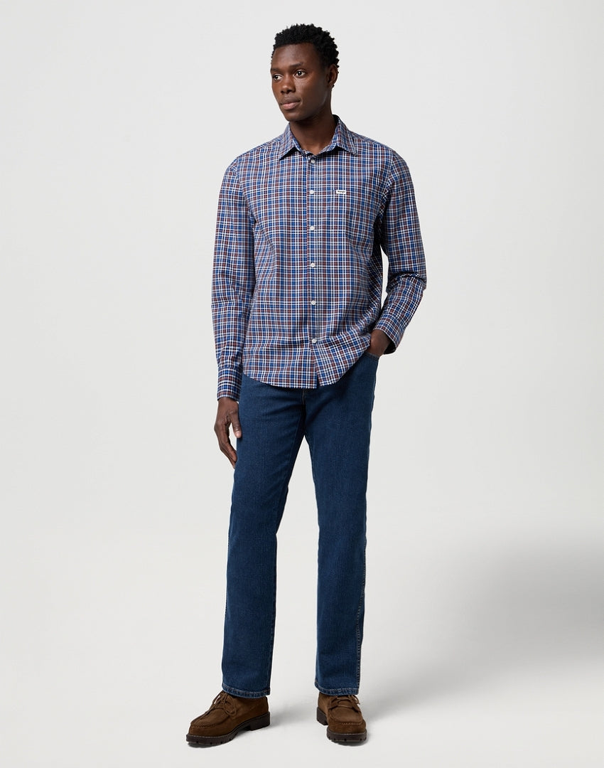 Męska Koszula Wrangler 1 Pkt Poplin Shirt Dark Blue 112371403