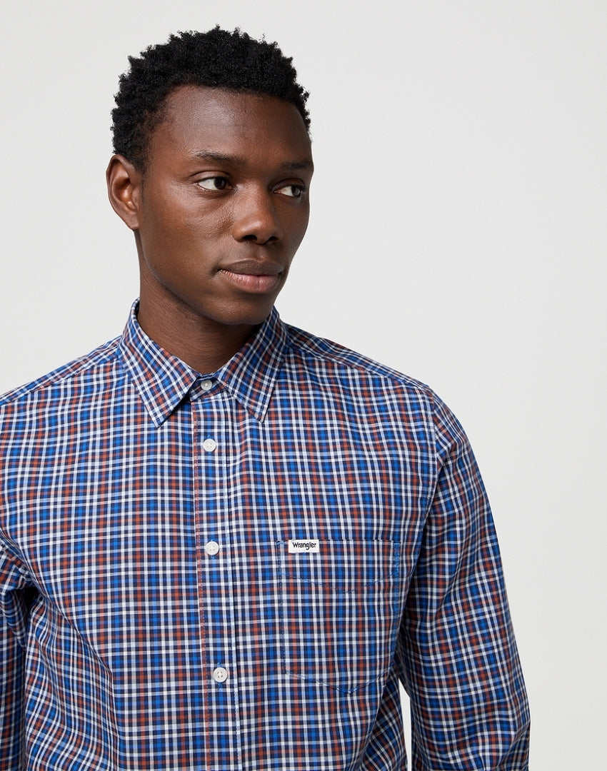 Męska Koszula Wrangler 1 Pkt Poplin Shirt Dark Blue 112371403