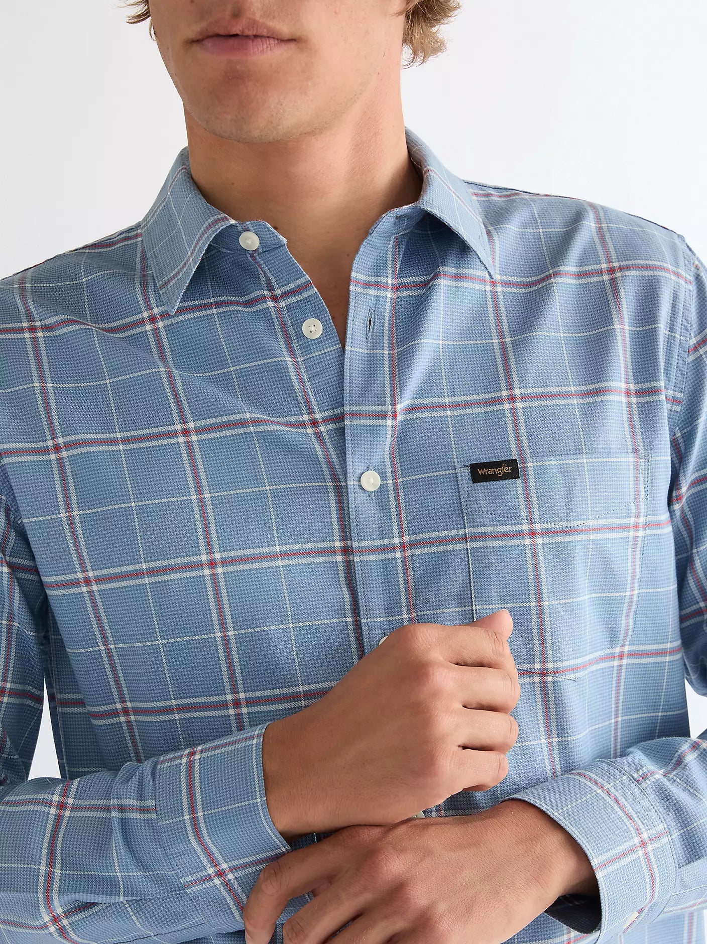 Męska Koszula Wrangler 1 Pkt Shirt Ashley Blue 112378488