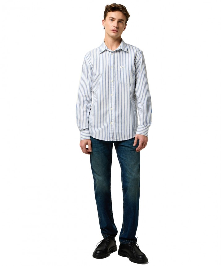 Meska Koszula Wrangler 1 Pkt Shirt Blue Oxford 112372981