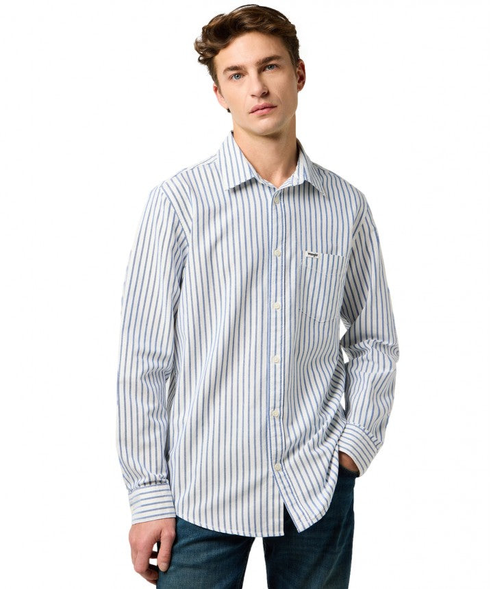 Meska Koszula Wrangler 1 Pkt Shirt Blue Oxford 112372981