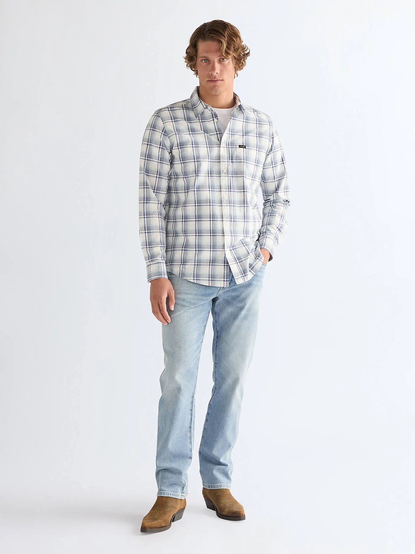 Męska Koszula Wrangler 1 PKT Shirt Blue White 112378035