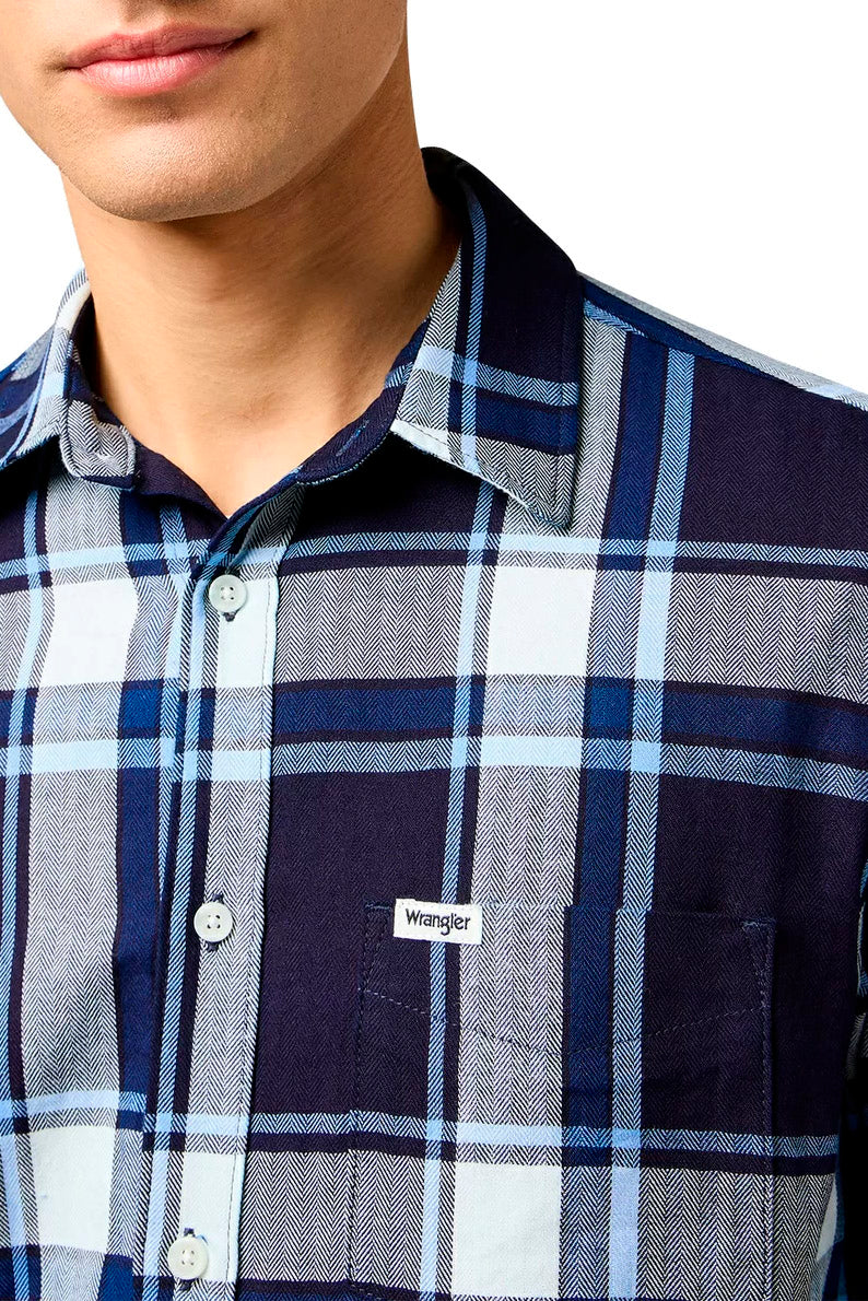 MESKA KOSZULA WRANGLER 1 PKT SHIRT LARGE INDIGO PLAID 112362898
