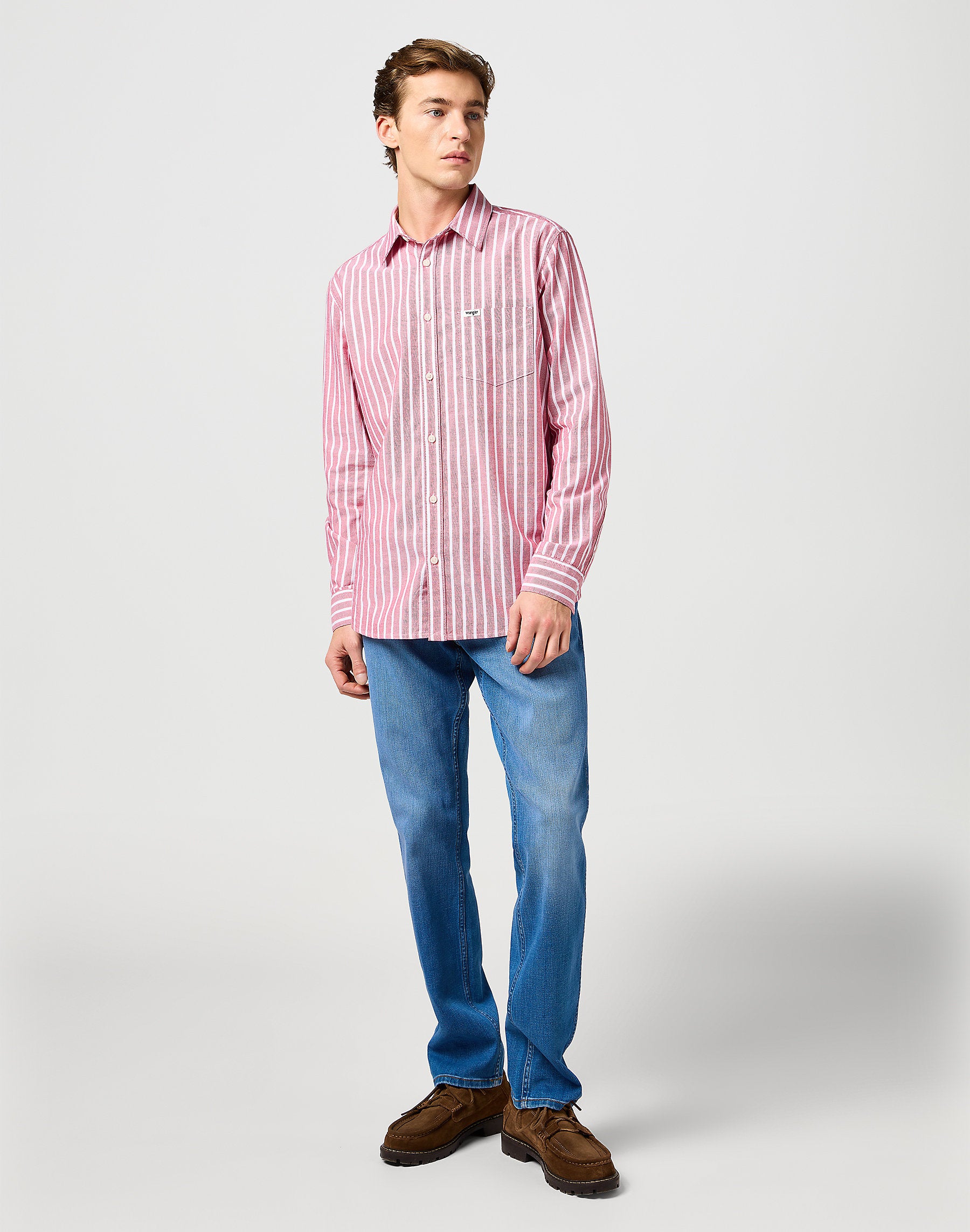 Meska Koszula Wrangler 1 Pkt Shirt Red Oxford 112362540