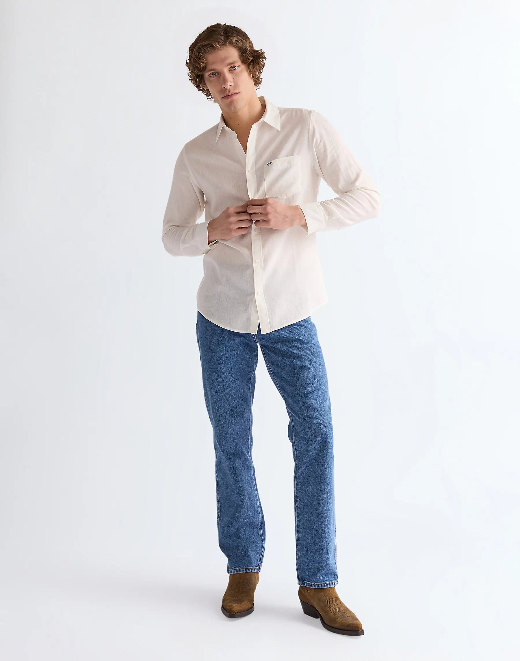 MESKA KOSZULA WRANGLER 1 PKT SHIRT WHITE 112362907
