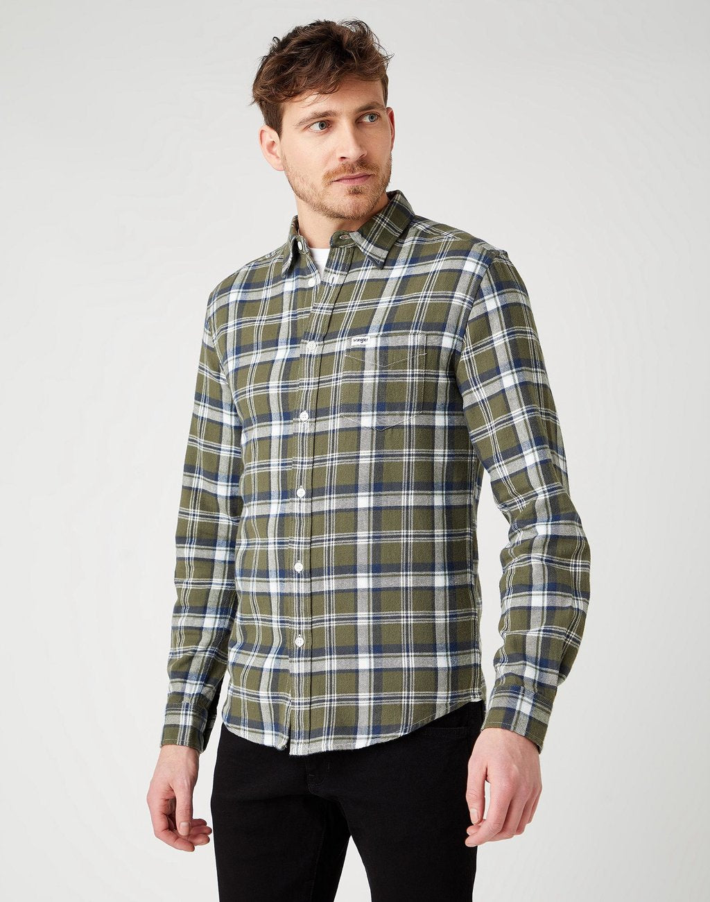 MĘSKA KOSZULA WRANGLER LS 1 PKT SHIRT IVY GREEN W5F1B3XIX 112141439