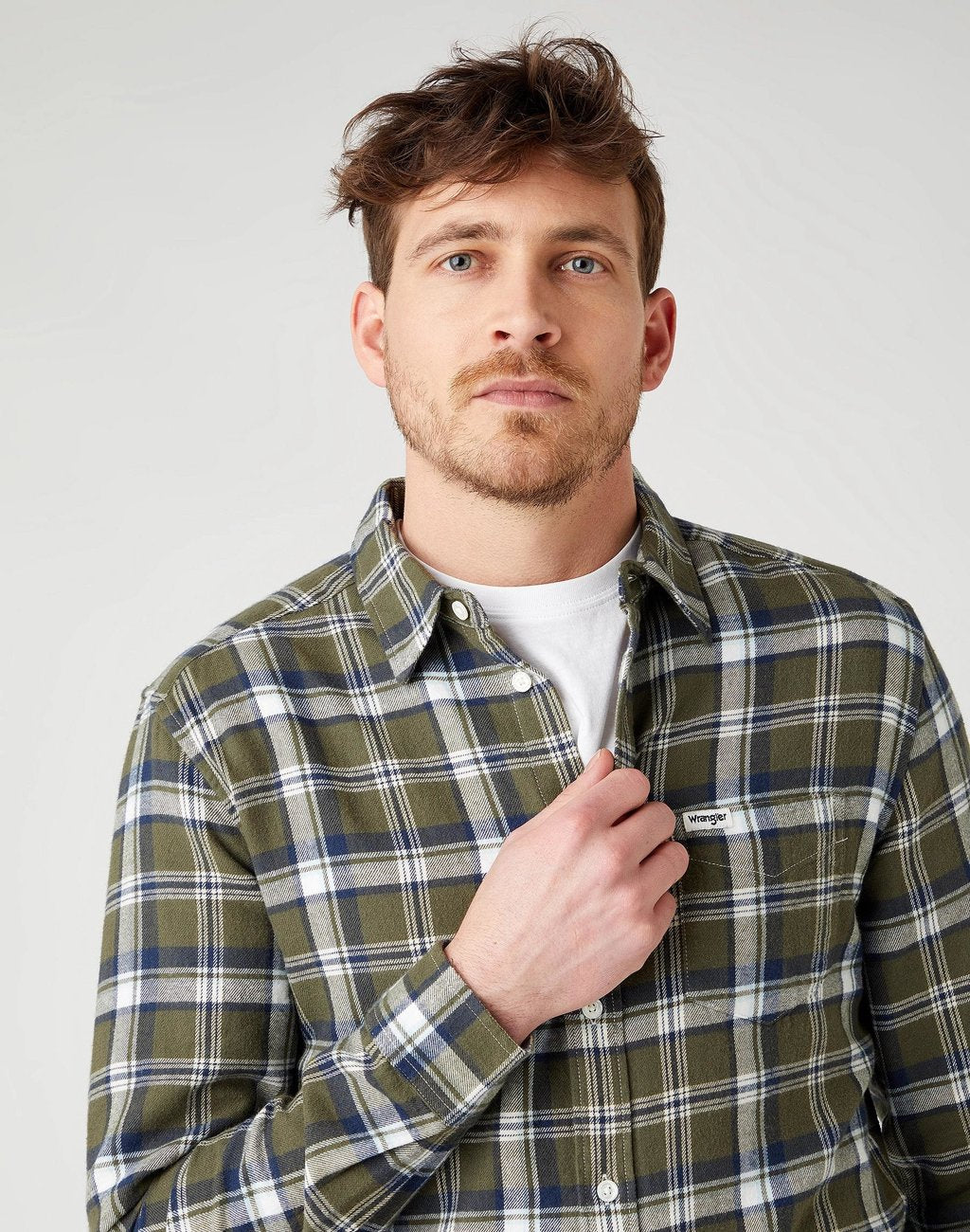 MĘSKA KOSZULA WRANGLER LS 1 PKT SHIRT IVY GREEN W5F1B3XIX 112141439