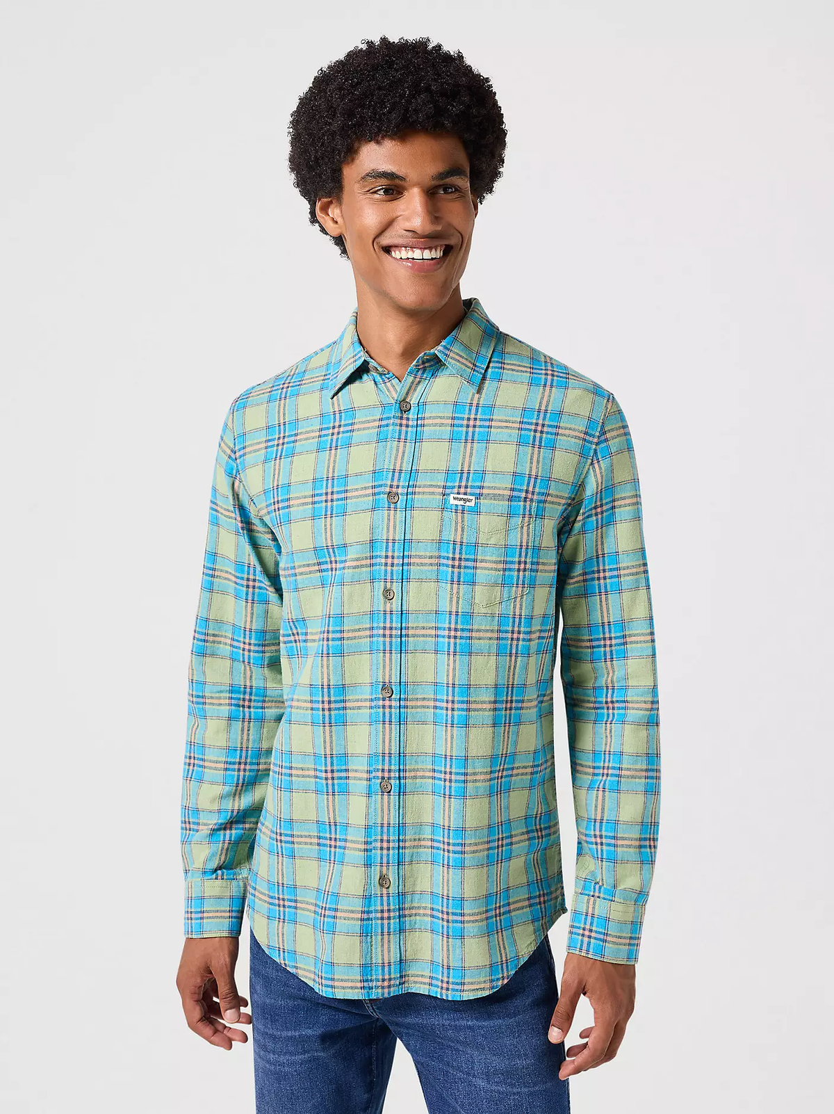 MĘSKA KOSZULA WRANGLER LS 1 PKT SHIRT RESEDA 112352794