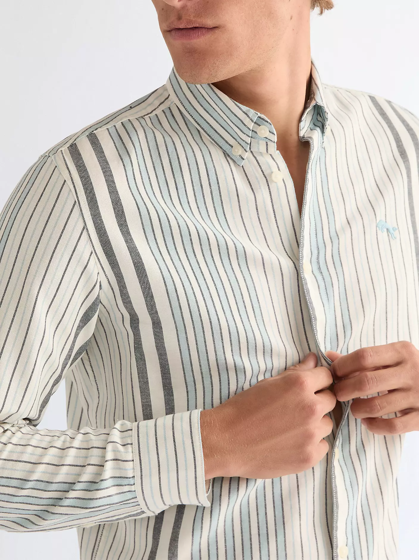 MĘSKA KOSZULA WRANGLER OXFORD SHIRT WHITE BLUE 112378098