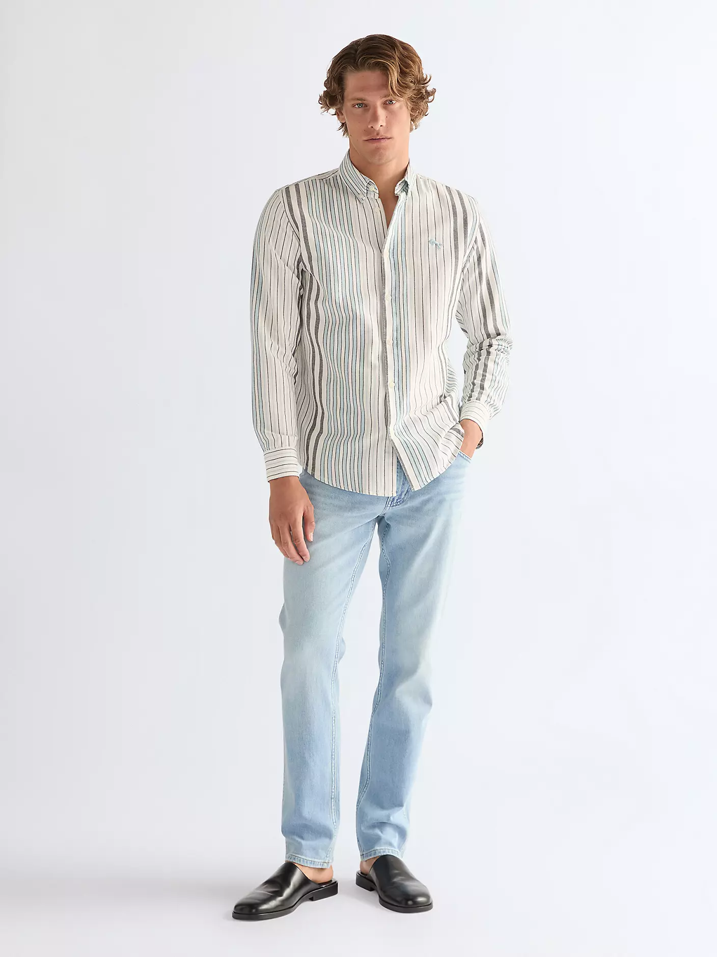 MĘSKA KOSZULA WRANGLER OXFORD SHIRT WHITE BLUE 112378098