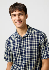 Meska Koszula Wrangler SS 1 Pkt Shirt Crepe Indigo 112362902