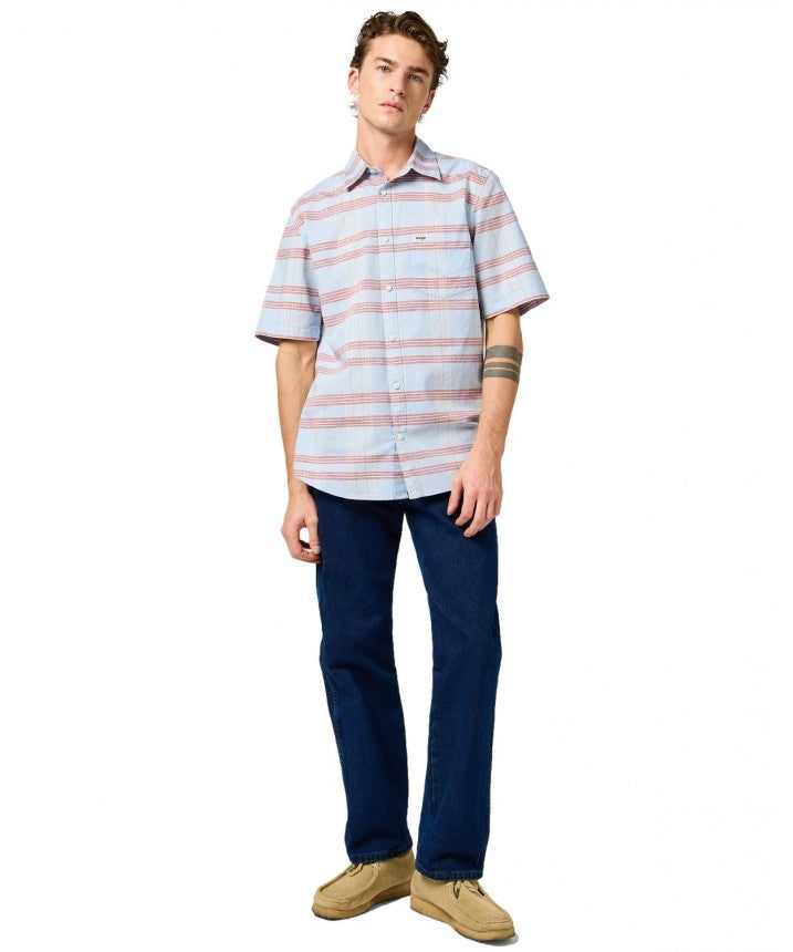 Meska Koszula Wrangler SS 1 Pkt Shirt Niagara Mist 112362756