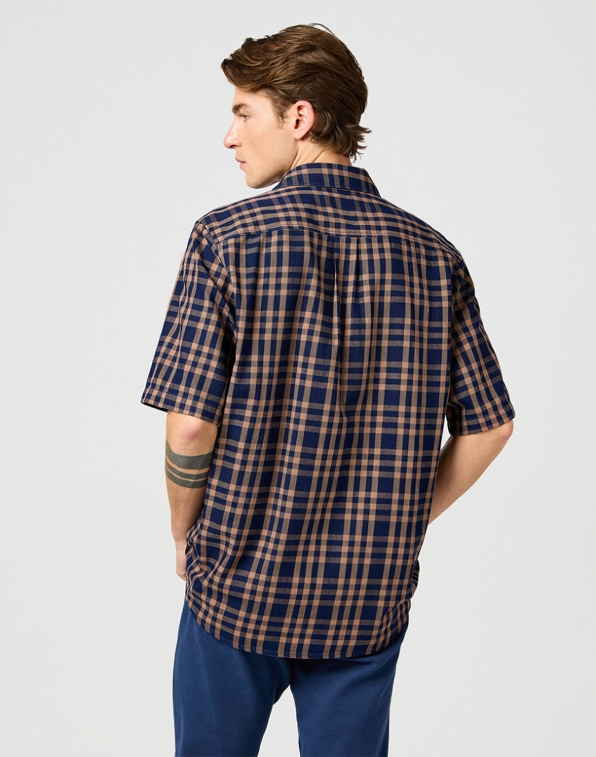 Koszula Męska Wrangler SS 1 Pkt Shirt Raw Umber Indigo 112362734