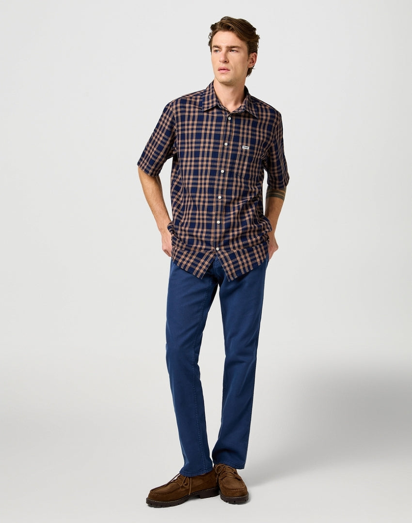 Koszula Męska Wrangler SS 1 Pkt Shirt Raw Umber Indigo 112362734